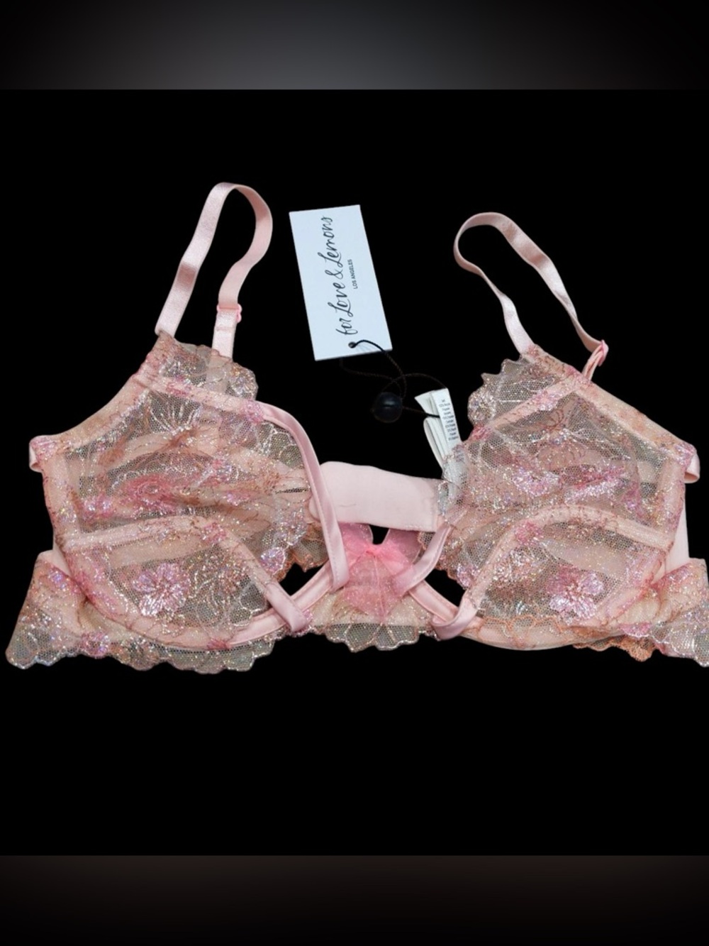 For Love And Lemons Pink Lace Underwire Bra rare size Small DD